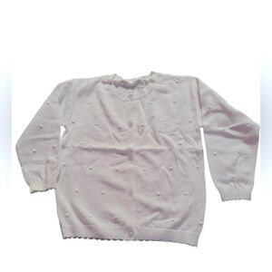 💯% Cotton Toddler Girls Button Down White Polka Dot Cardigan Sweater SZ 5-7 130